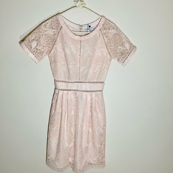 LOST INK EMBROIDERED LACE BLUSH Dress NWT XS - Picture 4 of 9